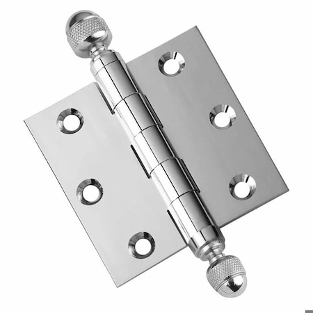 Embassy 3 x 3 Solid Brass Hinge, Polished Chrome Finish with Acorn Tips 3030US26AA-1
